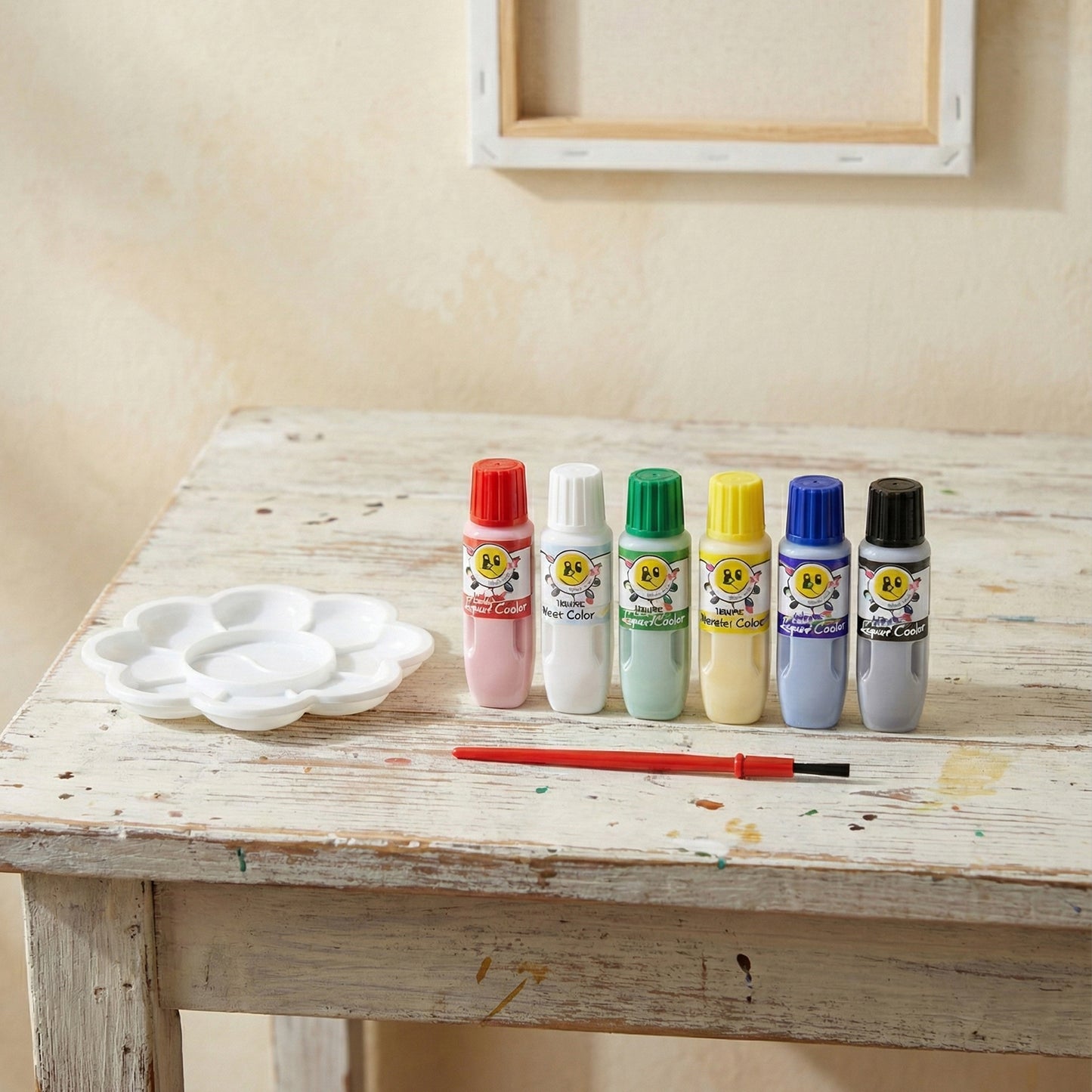 Kids Water Colour Painting Set With Brush Mixing Palette (1 Set)
