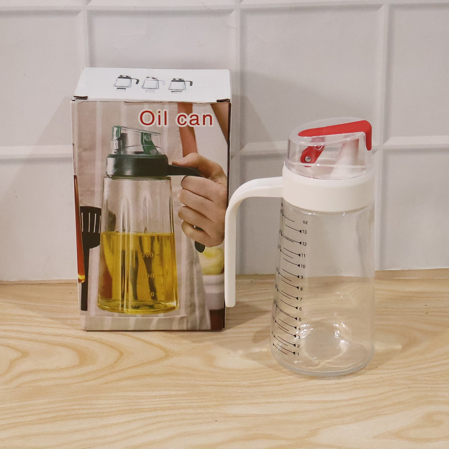 Glass Oil Dispenser Bottle With Auto-flip Cap Side Handle (500 Ml 1 Pc)