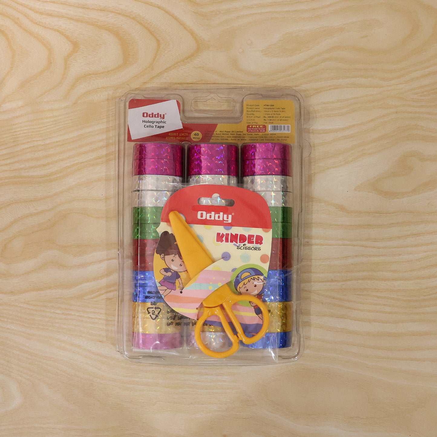 Holographic Decorative Tape Set With Scissors (1 Set 39 Roll)