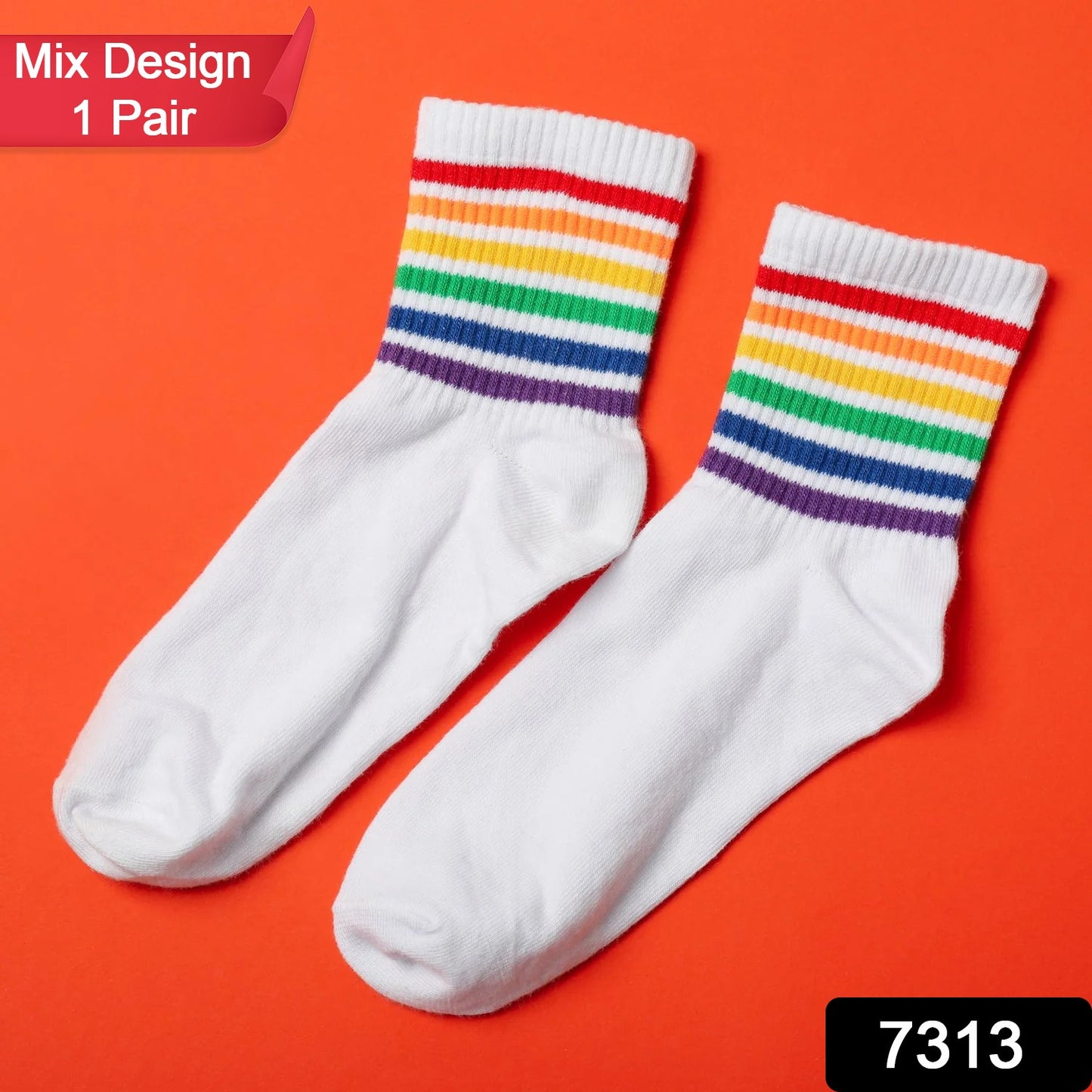 1 Pair Socks Printed Trendy Multiple Designer Socks (1 Pc Mix Design)