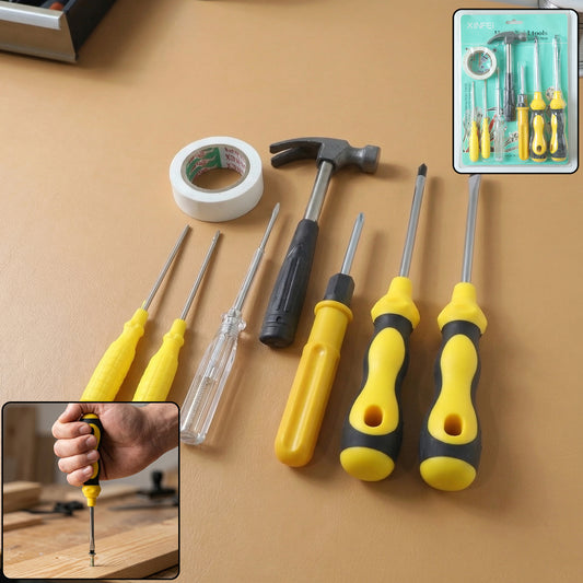 8 In 1 Hand Tool Kit Set Screwdriver Hammer Repair Tool Kit (1 Set Mix Color Tap)