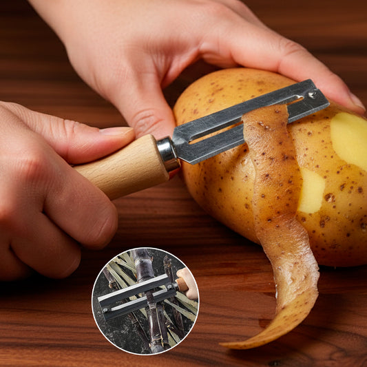 Wukusy stainless steel vegetable peeler with ergonomic handle, suitable for peeling carrots, potatoes, and other vegetables.