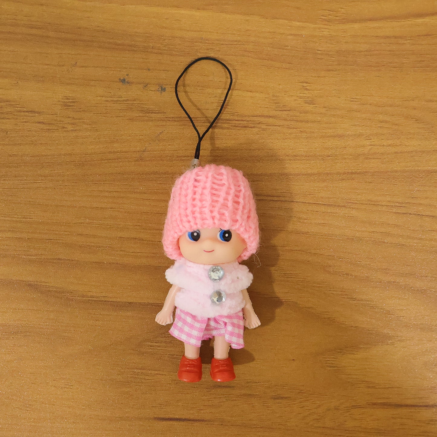 Cute Mini Doll Keychain Soft Knitted Cap Girl Charm Keyring (1 Pc Mix Color)