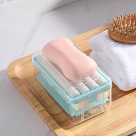 6296 2-in-1 Portable Soap Dish Soap Dispenser With Roller And Drain Holes Multifunctional Soap Holder Foaming Soap Bar Box For Home Kitchen Bathroom