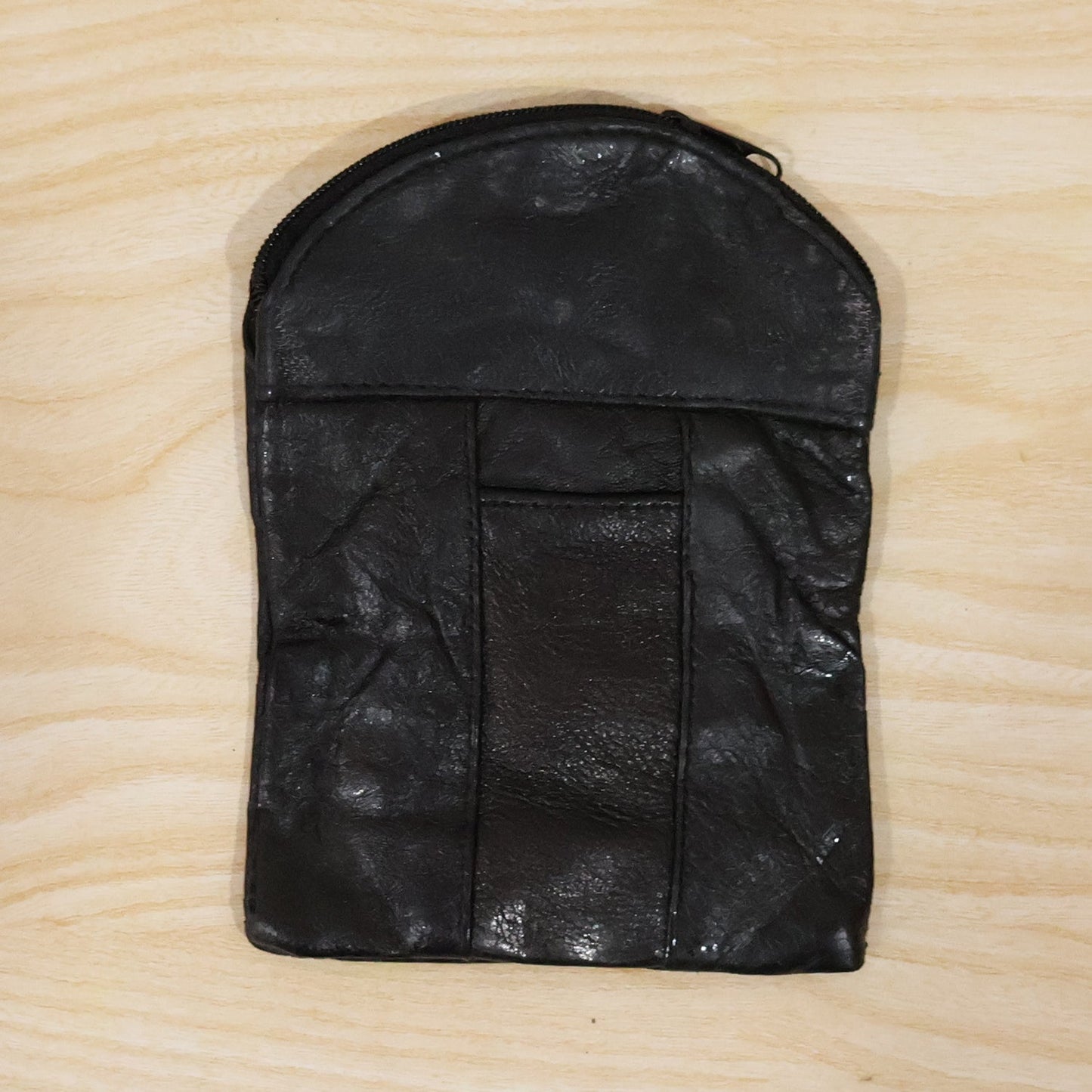 Leather Mini Zipper Pouch Compact Coin Card Organizer For Men Women