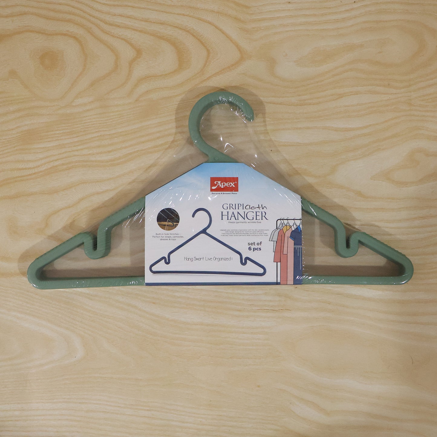 Apex Gripi Cloth Hanger Durable Plastic Clothes Hangers For Wardrobe (6 Pc)