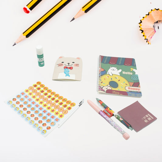 Cartoon Stationery Box Cartoon Design School Box Book Diary Pen Eraser Sharpner Sticker Pen Refill Student Gift School Box (1 Box)