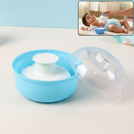 Wukusy baby powder puff storage box set with multiple clear plastic containers for organizing baby powder puffs.