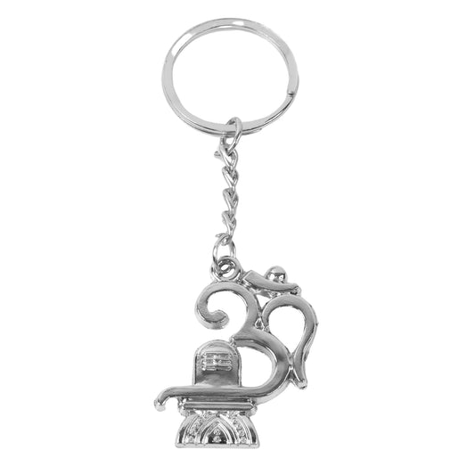 Wukusy Om with Shivling metal keychain featuring intricate design, perfect for spiritual accessories and key organization.