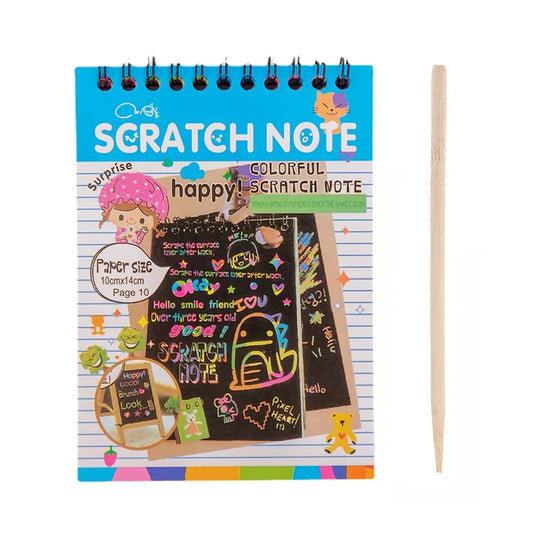 Wukusy Rainbow Art Scratch Paper Book with 10 colorful sheets for kids' craft and creative activities.