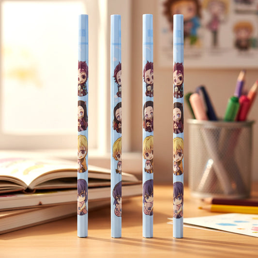 Cartoon Printed Pencil Set For Kids Cute School Writing Pencils (4 Pc)