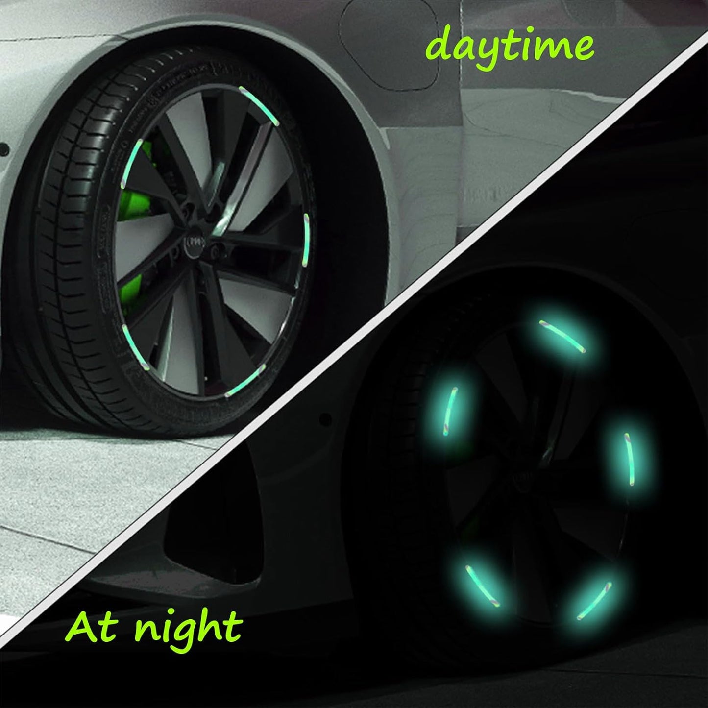 Reflective Car Wheel Stickers Multicolored 20 Pcs For Night Safety Velvet Wheels