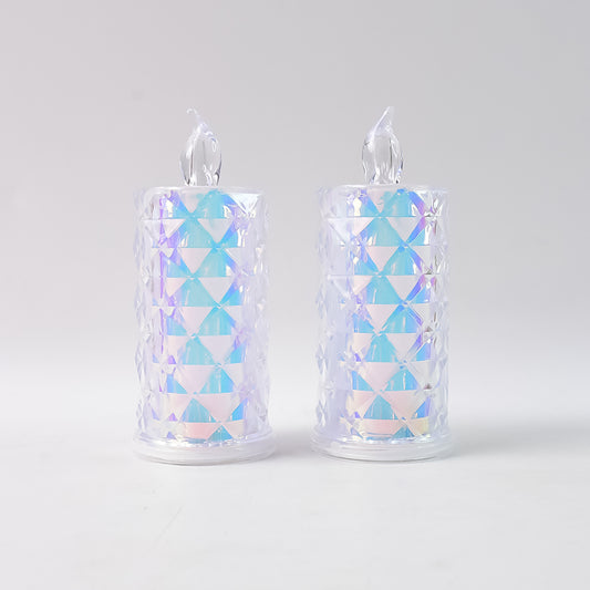 Decorative Led Candle Lights With Holographic Finish (2 Pc Set)