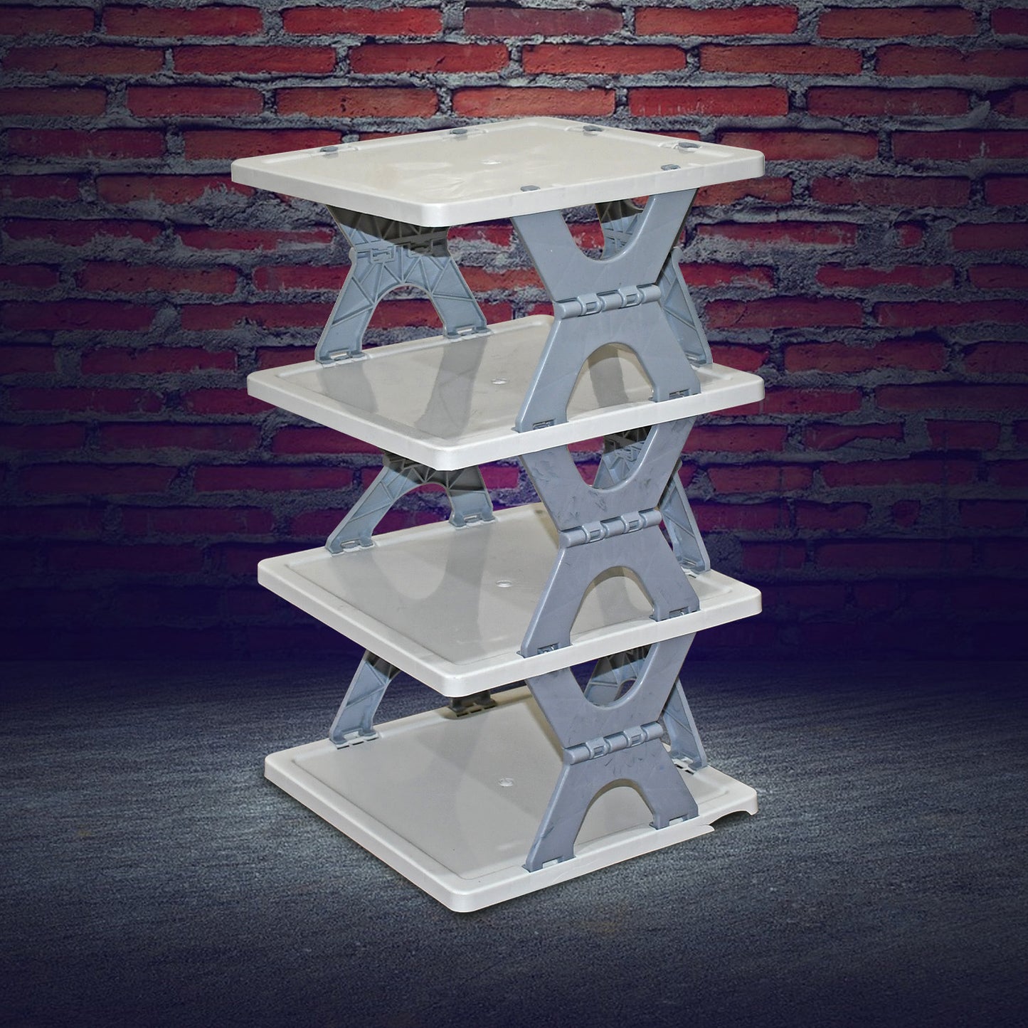 Wukusy collapsible plastic shoe rack with 4, 6, or 8 layers, free-standing home shoe storage organizer for entryway.