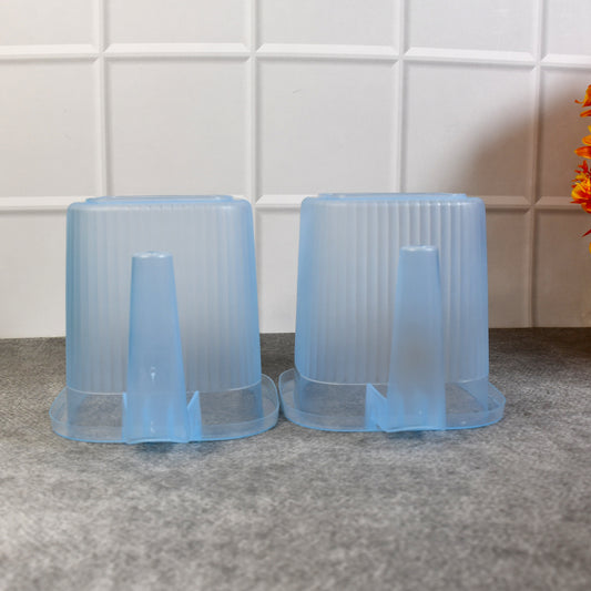 Plastic Transparent Bathroom Water Mug (4 Pc Mix Colour 1000 Ml)