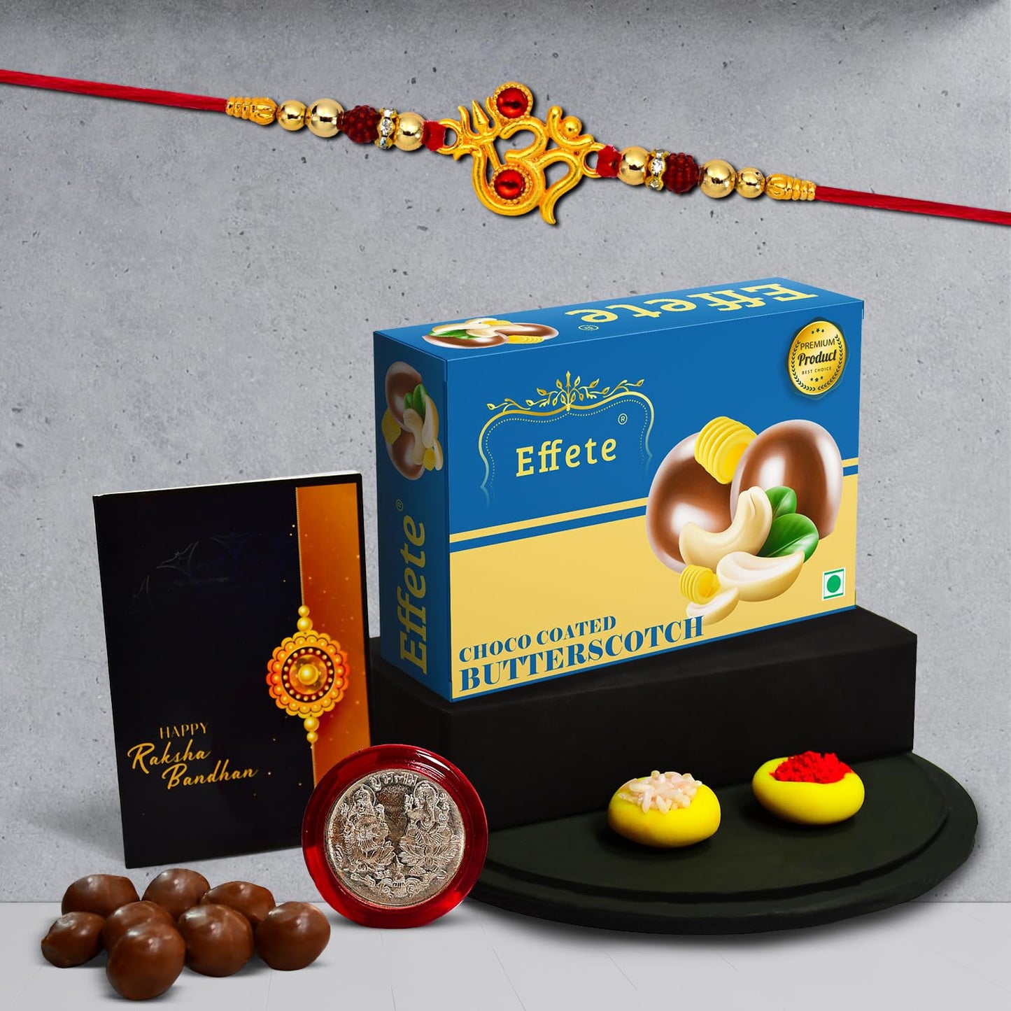 (K1_317_bs32) Rakhi With Chocolate Butter Scotch 32gm Rakhi For Brother With Gift Handmade Rakhi Rakhi Combo For Brother Stylish Rakhi For Brother Set Of 1 Rakhi