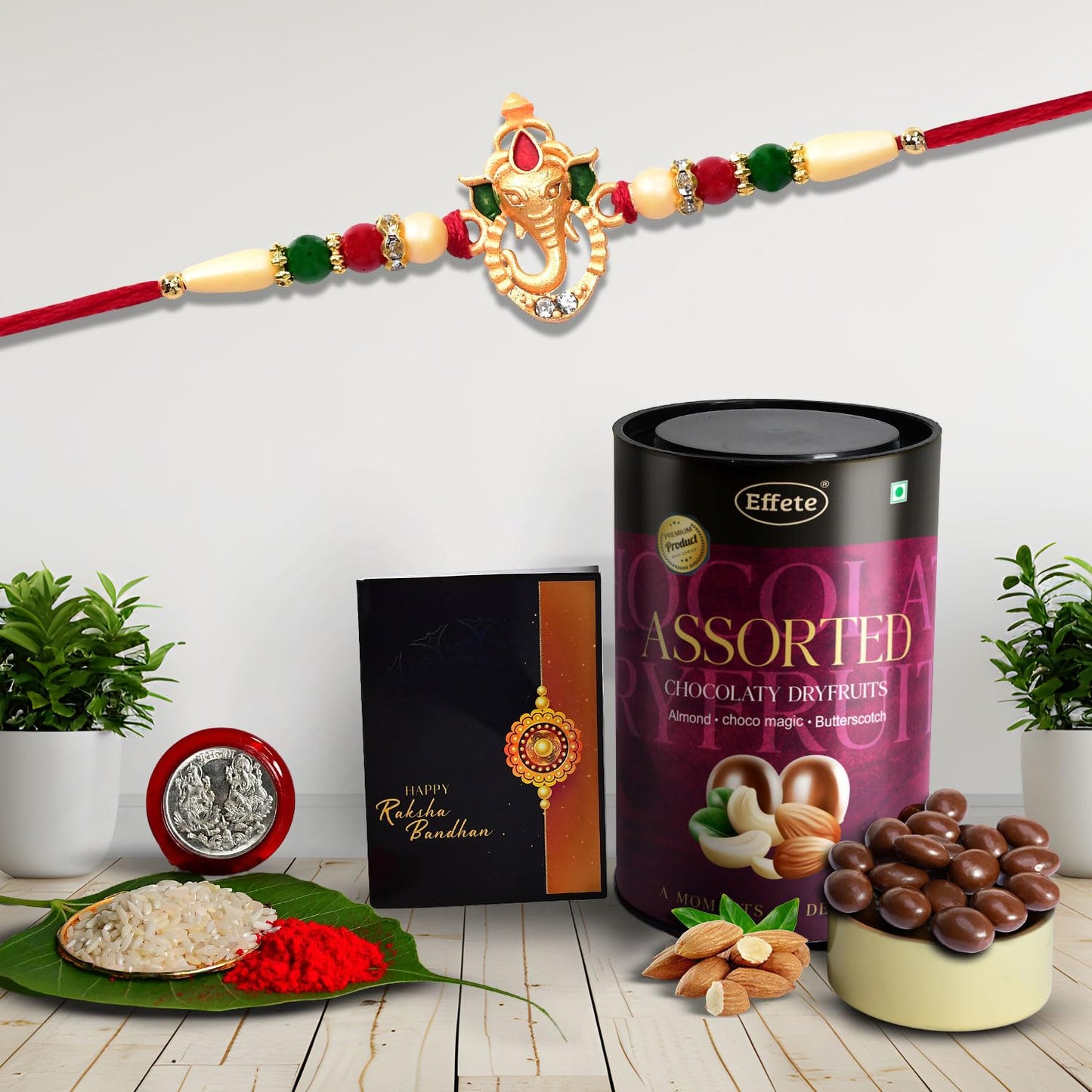 (K1_251_as) Rakhi Combo With Assorted Chocolate Dryfruits 96gm Rakhi Chocolate For Brother Fancy Rakhis For Men Stylish Rakhi With Gift Rakhi Combo Set Of 1 Chocolate