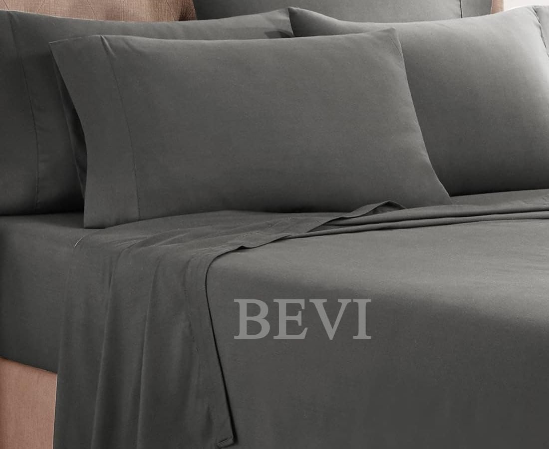 Seasons Double Bedsheet with 2 Pillow Cover Dark Grey