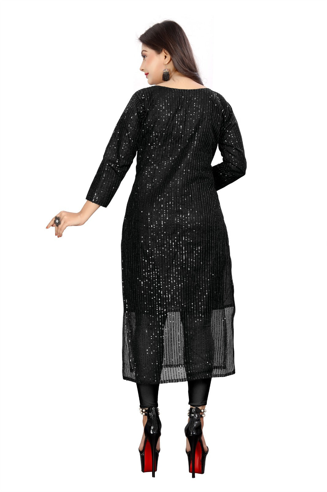 Black women's kurti from Drpshippr's women's collection featuring a stylish traditional design and comfortable fit.