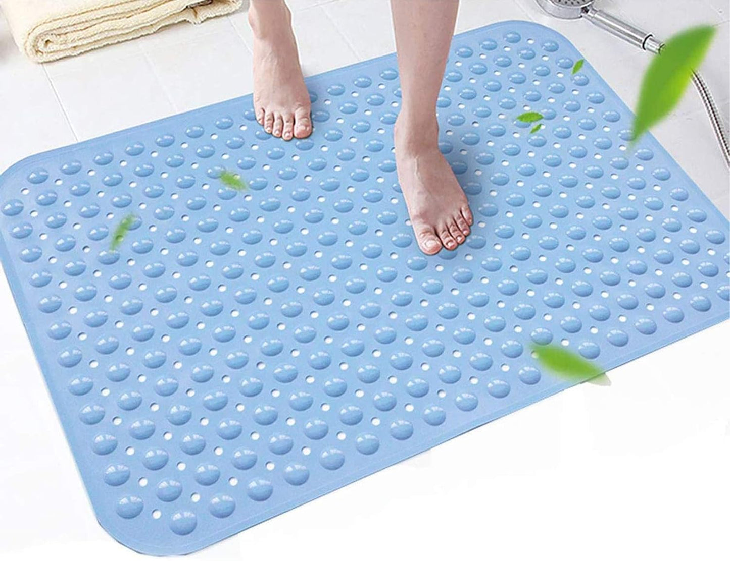 Seasons Soft-Pebble with Suction Cup Bath Mat,Blue