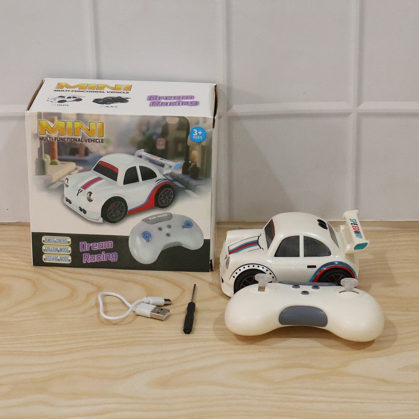 Mini Rc Racing Car Toy With Remote Control Rechargeable For Kids (1 Set)