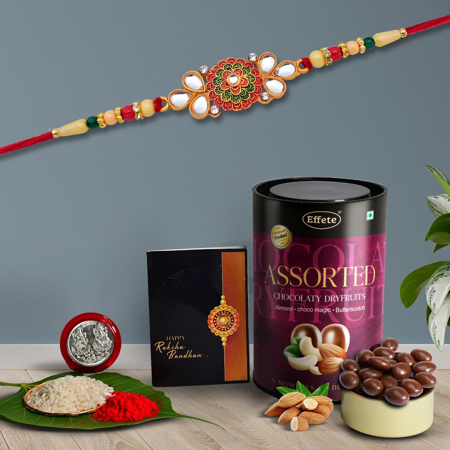 Rakhi (K1_410_as) Assorted Chocolate Dryfruits 96gm Rakhi Combo With Card And Chocolate Chocolates Gift Rakhi Chocolate For Brother Rakhi With Gift Set Of 1 Rakhi