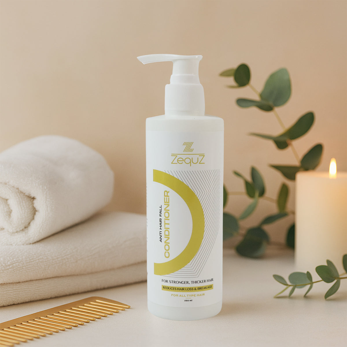 Wukusy Zequz Anti Hair Fall Conditioner bottle, 250ml, with sleek packaging and product label visible.