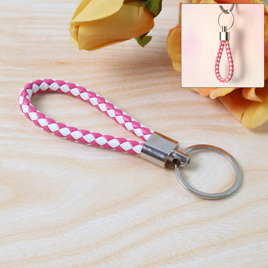 Leather style keychain with metal ring from Wukusy, featuring a sleek design suitable for home improvement or key organization.