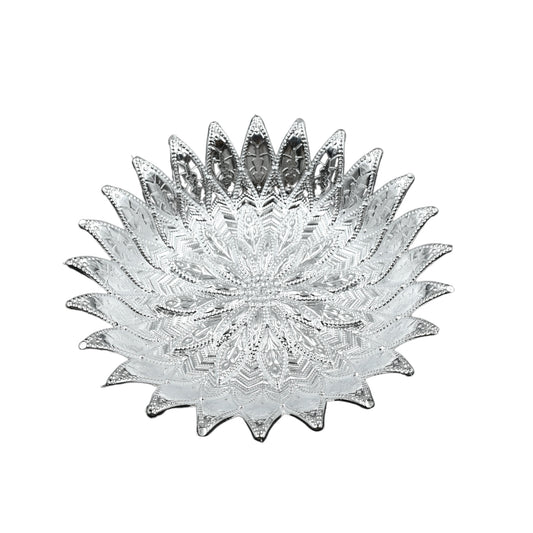 Wukusy traditional silver-finish plastic serving tray, decorative multipurpose tray for serving Mukhwas and snacks, 1 piece