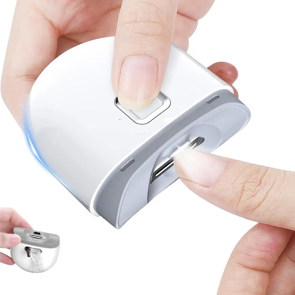 Electric automatic nail clipper by 4485, showing a sleek, compact nail clipping device with a safety guard and ergonomic design.