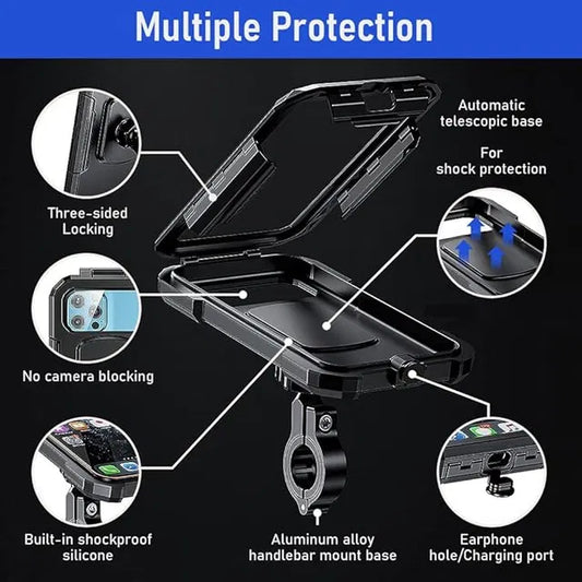 Waterproof mobile holder for cars by 22123, securely holds smartphones, featuring waterproof design and adjustable grip.