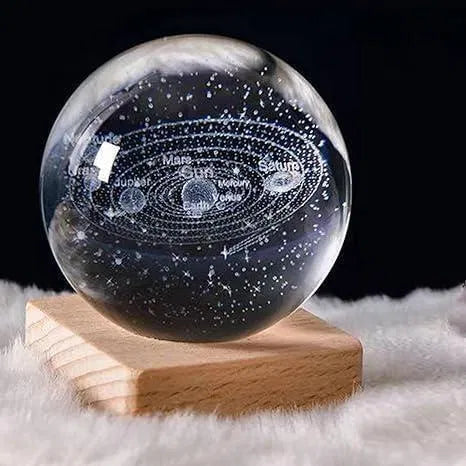 Colorful 3D crystal lamp ball smart light with assorted design, showcasing intricate patterns and vibrant illumination.
