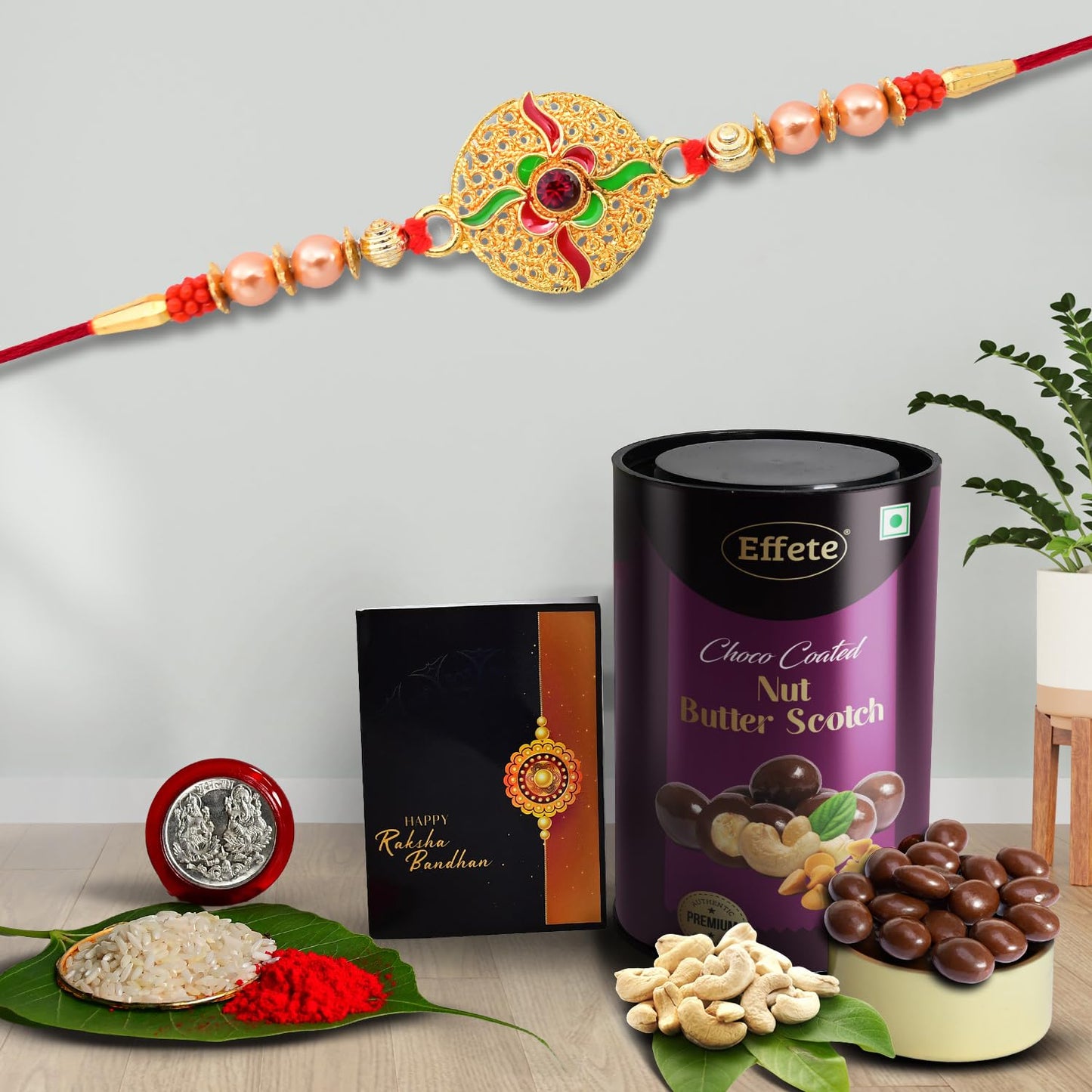 Rakhi (K1_401_bs) Chocolate Butter Scotch 96gm Rakhi Combo With Card And Chocolate Chocolates Gift Rakhi Chocolate For Brother Rakhi With Gift Set Of 1 Rakhi