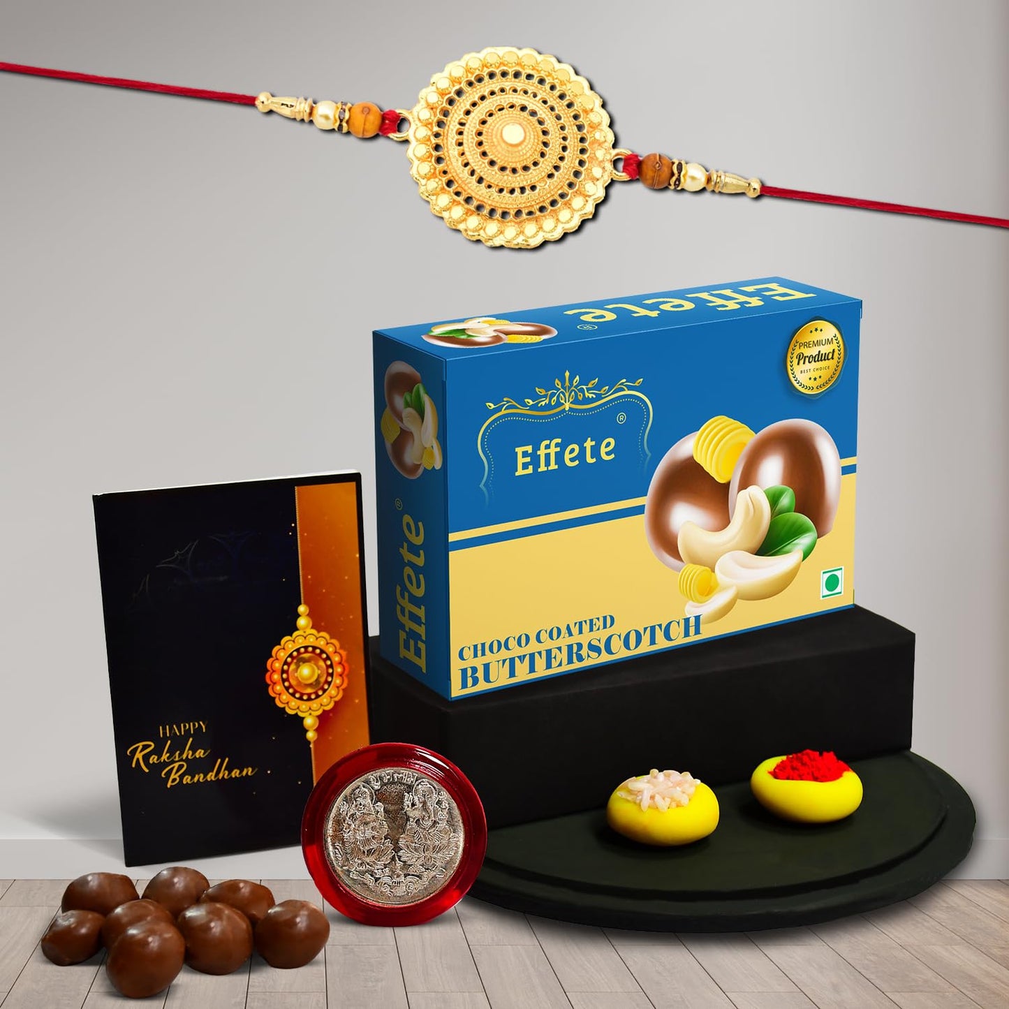 Rakhi For Brother Set Of 1 Combo With Chocolate Butter Scotch 32gm Pooja Coin Greeting Card Rakhi For Brother And Bhabhi Rakhi With Chocolate Rakhi With Gift For Brother Rakhi For Kids Rakhi Set Rakhi Combo Rakhi With Sweets (K1_402_bs32)