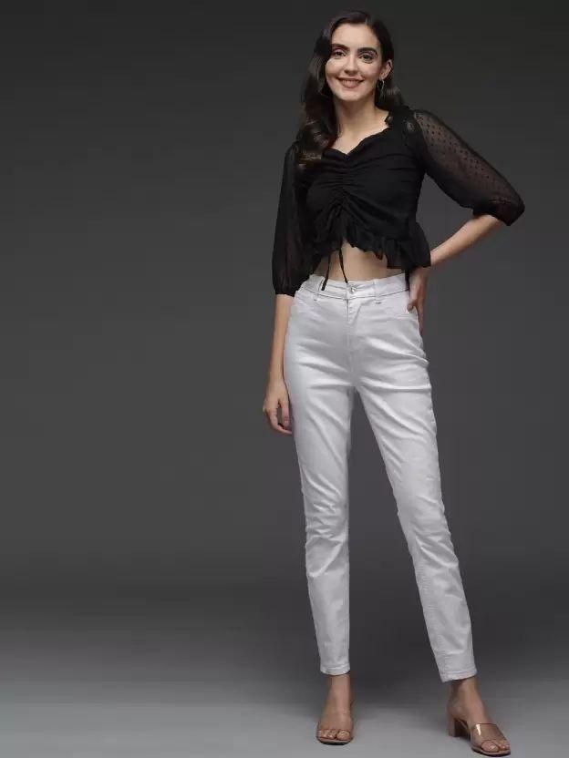 Drpshippr women's georgette self-design top featuring intricate patterns and a stylish, lightweight fabric in the women's collection.