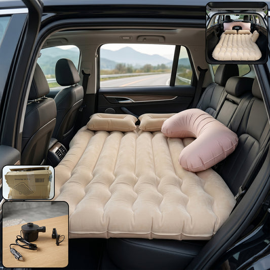 Car Air Mattress Bed Set With Inflatable Pillows And Cushions (1 Set Mix Design)