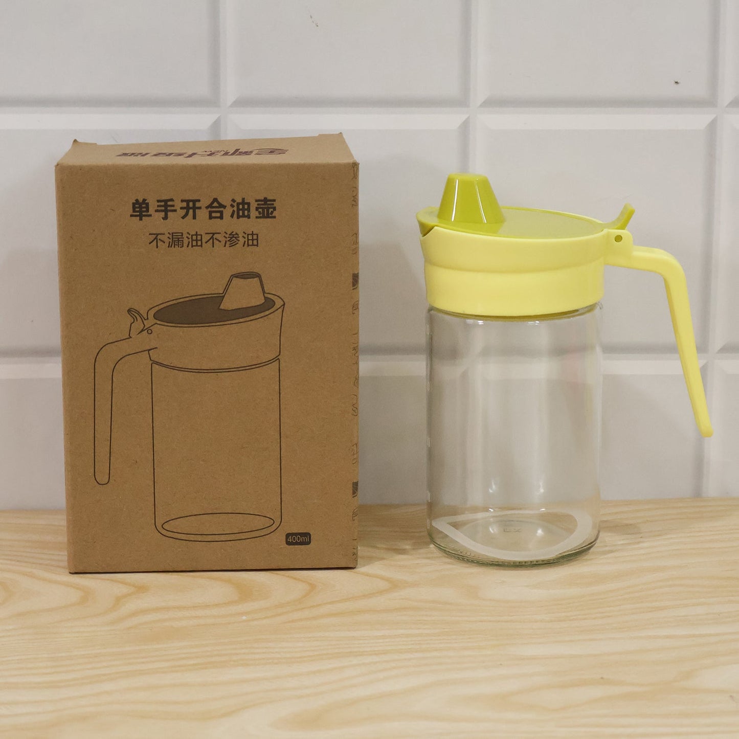 400 Ml Glass Oil Dispenser Bottle With Drip Free Lid For Kitchen (1 Pc)