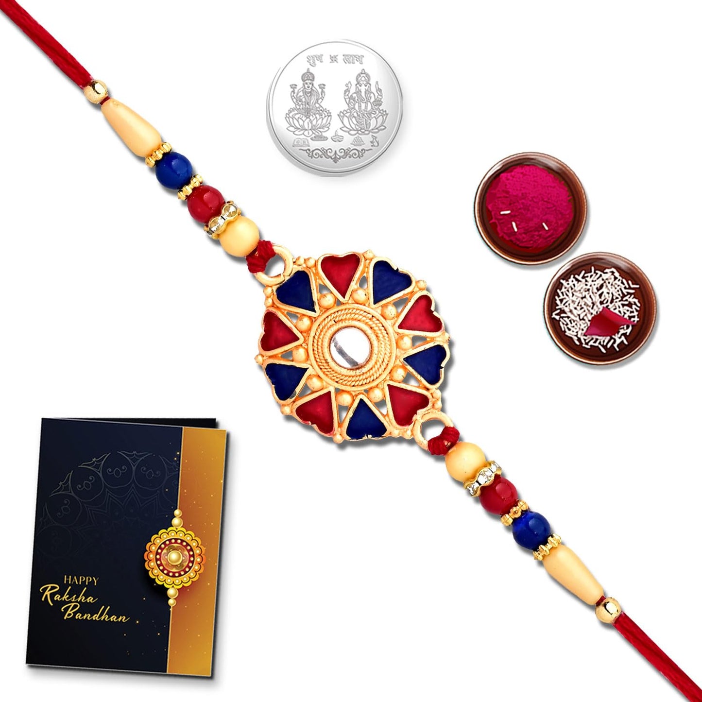 Rakhi For Brother Rakhi For Brother And Bhabhi Rakhi Gift For Brother Unisex Adult Rakhi For Brother Pack Of 1 Rakhi With Gift Rakhi Combo Golden Rakhi (K1_259)