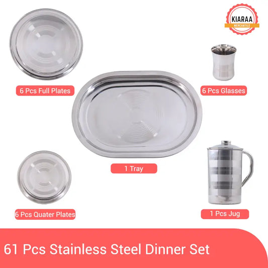 KIARAA 61 PIECE STAINLESS STEEL DINNER SET