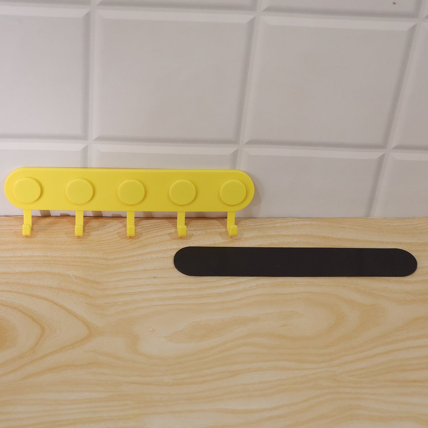 Self-adhesive Plastic 5-hook Wall Hanger For Home Storage And Organisation (1 Pc)