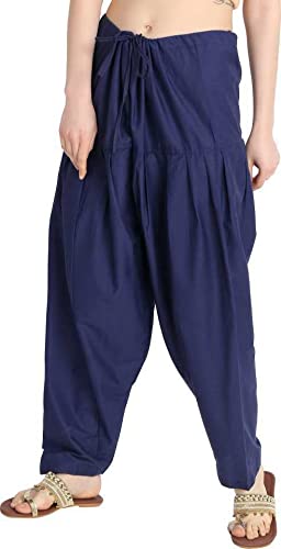 Navy Blue Woman Plain Cotton Patiala Salwar