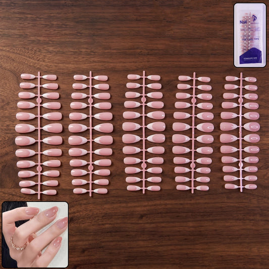 Artificial Nail Tips Set Elegant French Manicure At Home