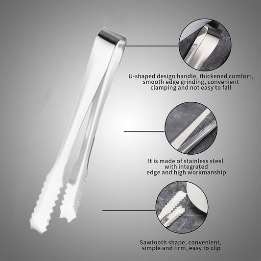 Wukusy stainless steel ice cube and sugar cube serving tongs, 13 cm, for home and kitchen use, with a sleek, polished finish.