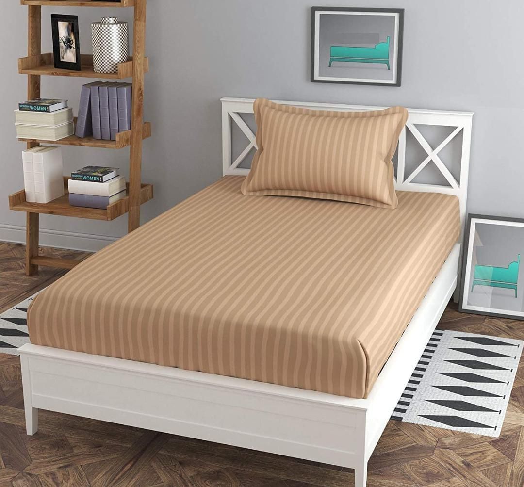 Glace cotton single bedsheet with matching pillow cover, soft and lightweight home decor bedding by Drpshippr.