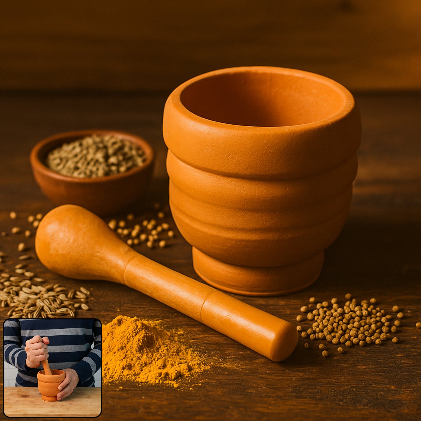 Unbreakable Plastic Mortar Pestle - (Set)