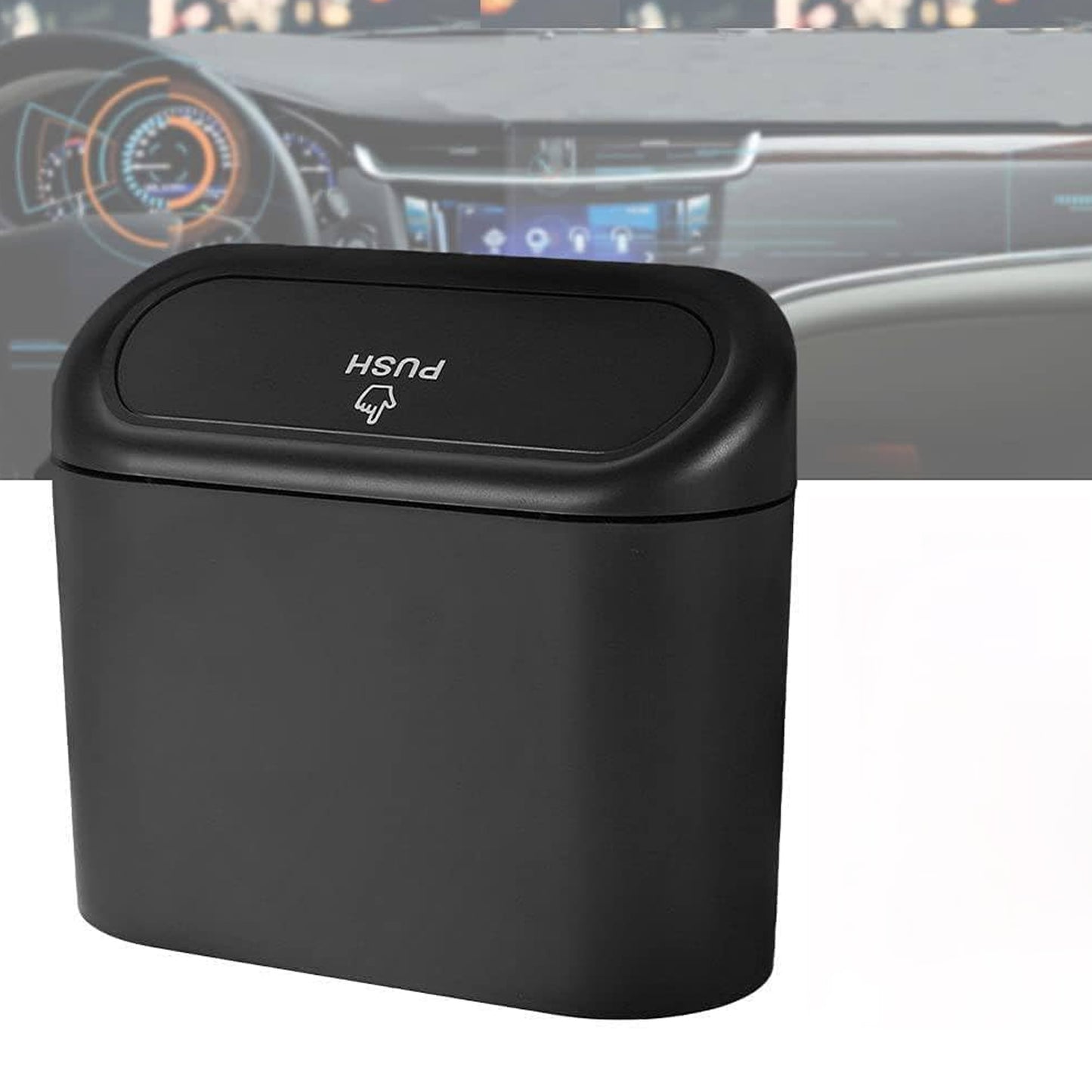 Wukusy mini waterproof car trash can with lid, compact storage bin for keeping your vehicle tidy