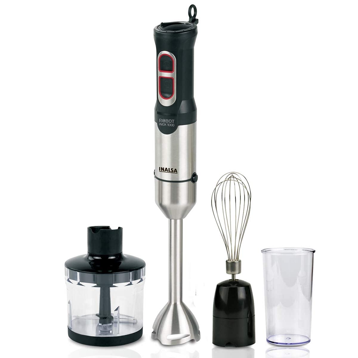 Inalsa Robot Inox 1000 with Chopper DC Motor 1000 w Hand Blender (Silver, Black)