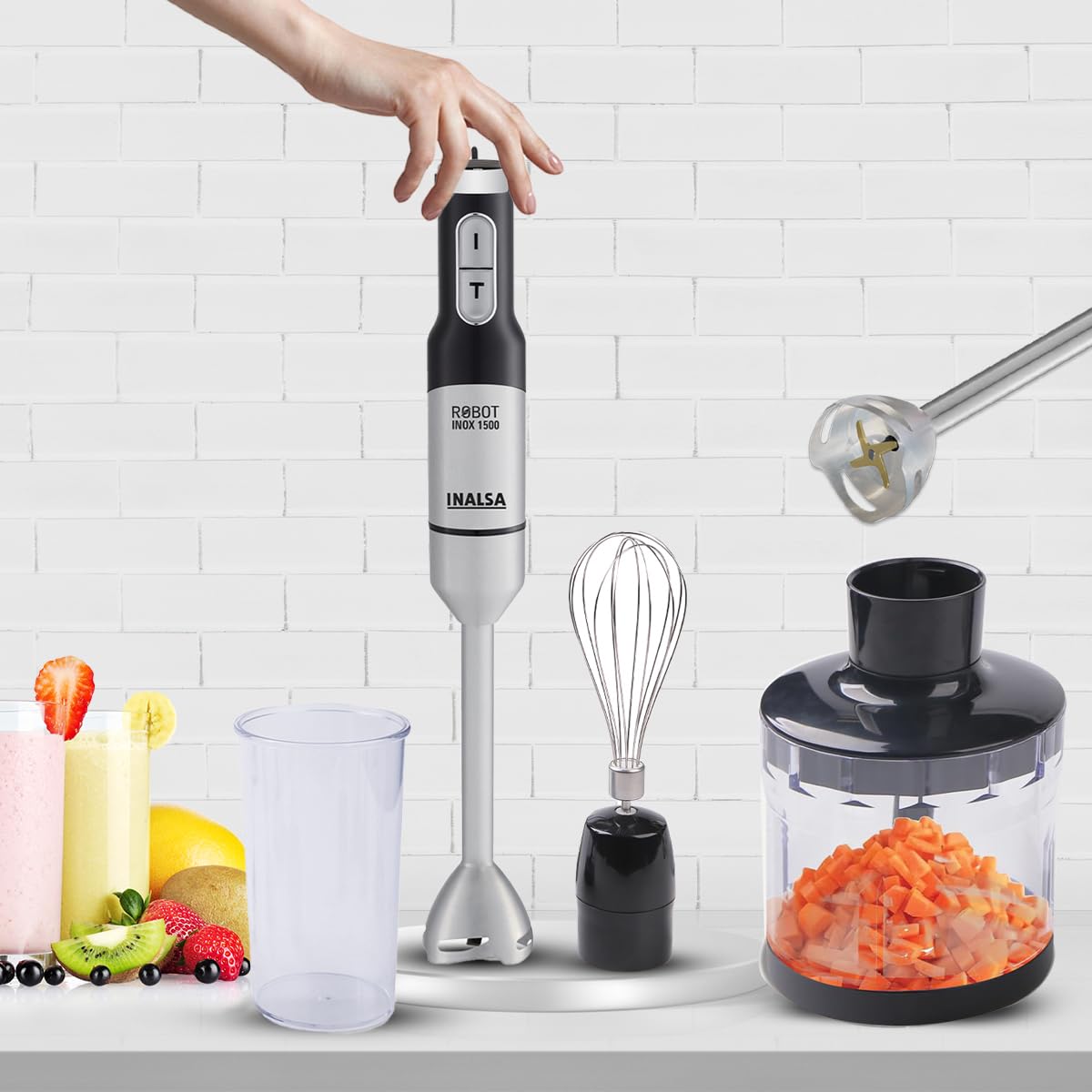 Inalsa by Inalsa Robot Inox 1500 1500 W Hand Blender (Black|Silver)