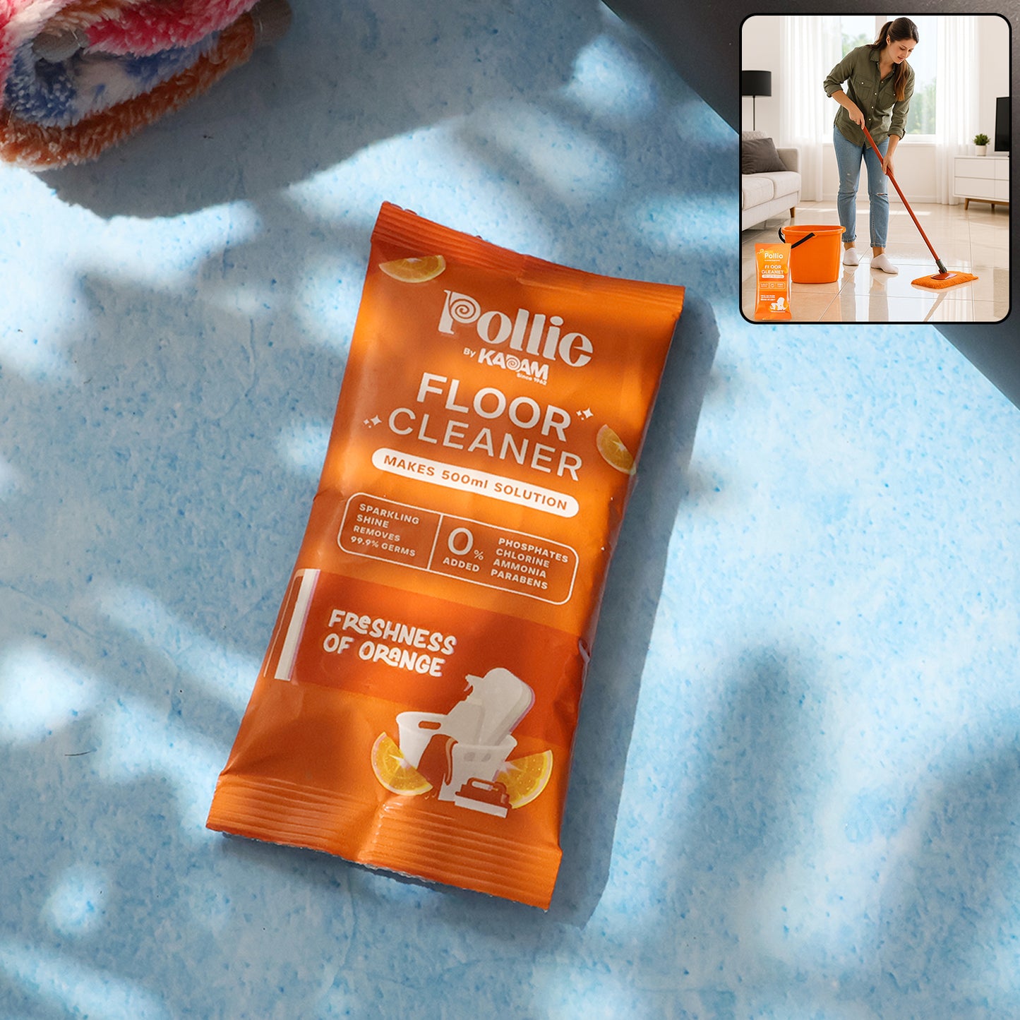 Pollic Kadam Concentrated Floor Cleaner Sachet Orange Fresh Fragrance (50 Gm)