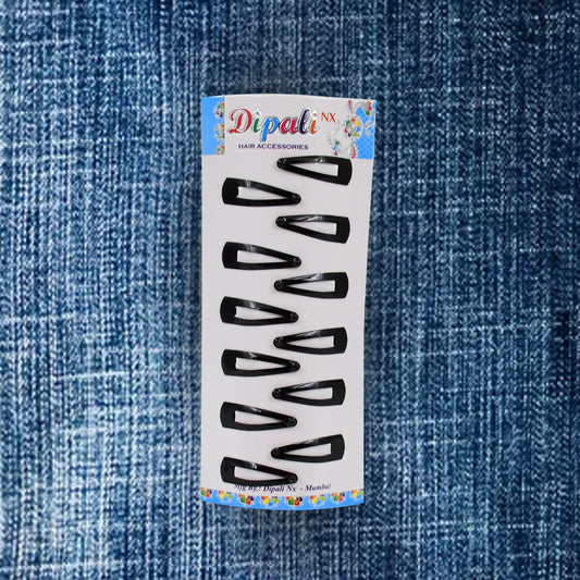 Set of 12 Wukusy Metal Tik Tak Hair Clips with sleek, shiny finish, perfect for securing hair in stylish, practical ways.